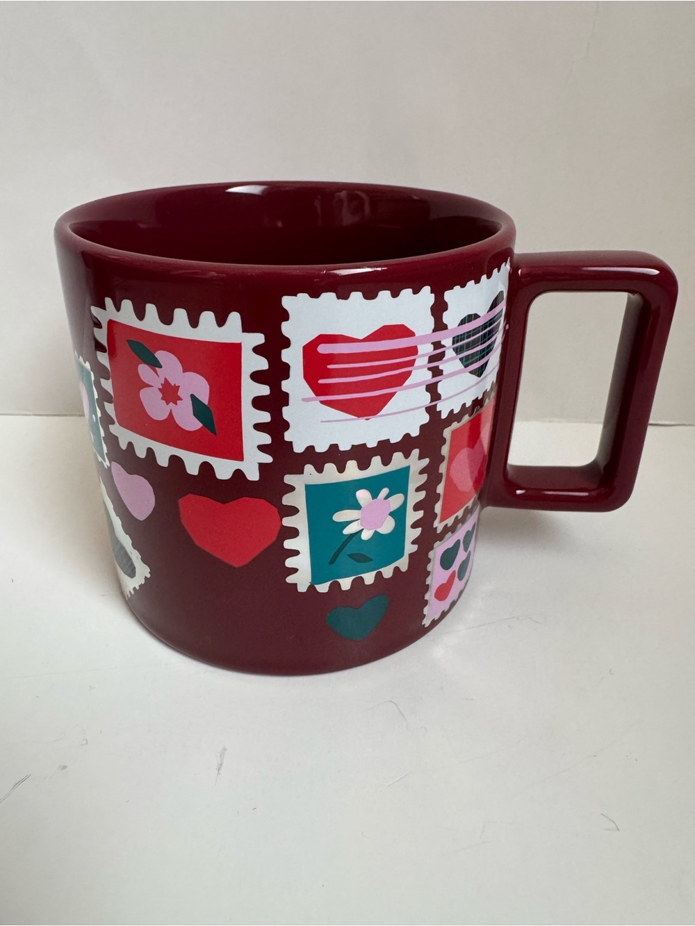 Starbucks Valentine Hearts Mug Love Letter Stamps 14 oz Cup New